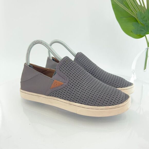 OluKai Women's Pehuea Shoe Size 6.5 Slip On Loafer Flats Gray Mesh Convertible - Picture 1 of 15